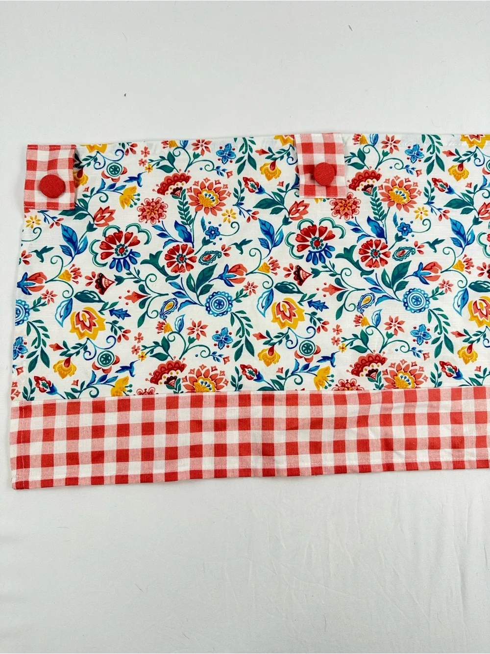 Set of 4 The Pioneer Woman Coral Gingham & Multicolor Floral Curtains